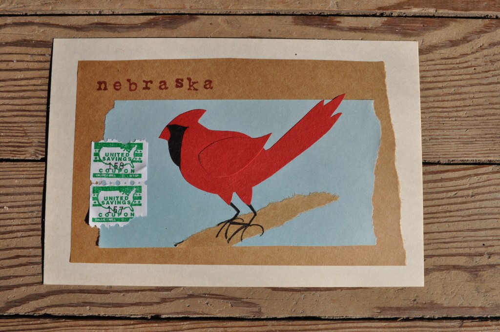 cardinal, nebraska paper art