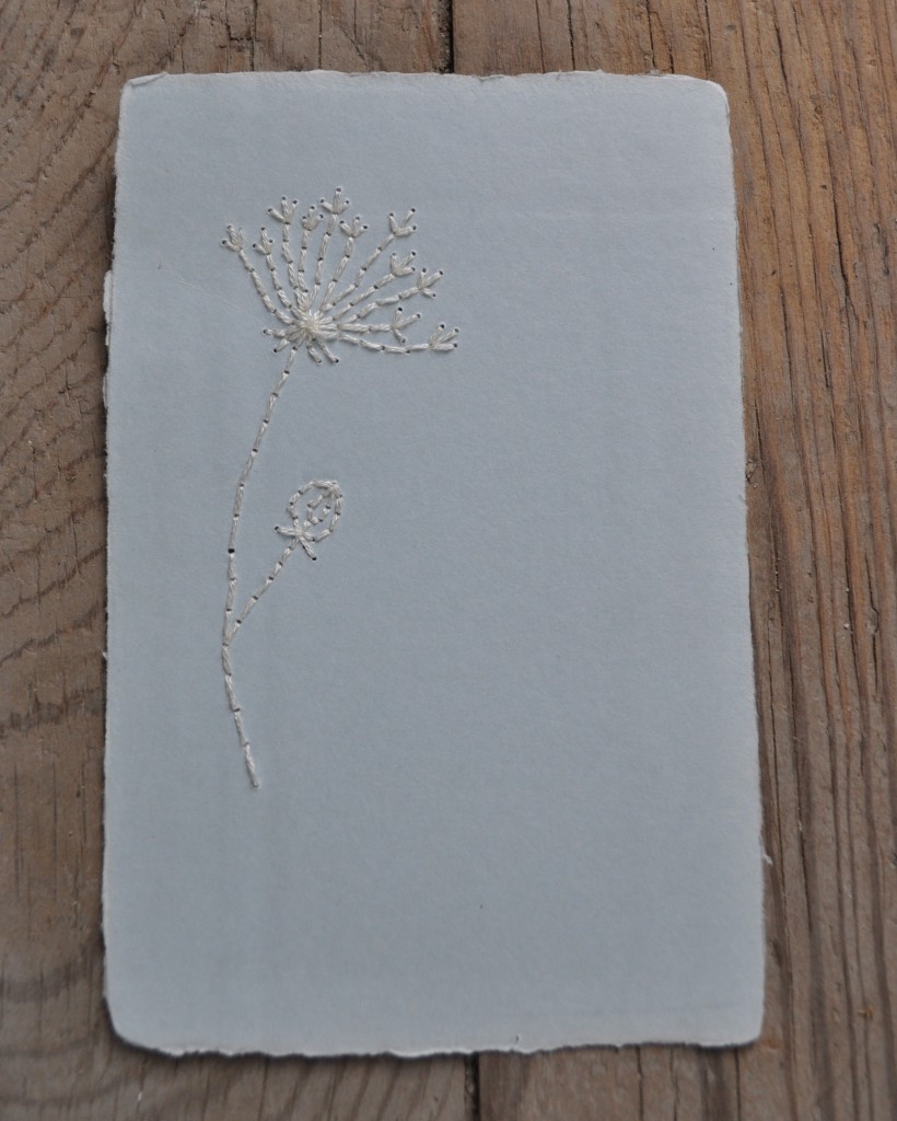 embroidered prairie plant, Queen Annes Lace
