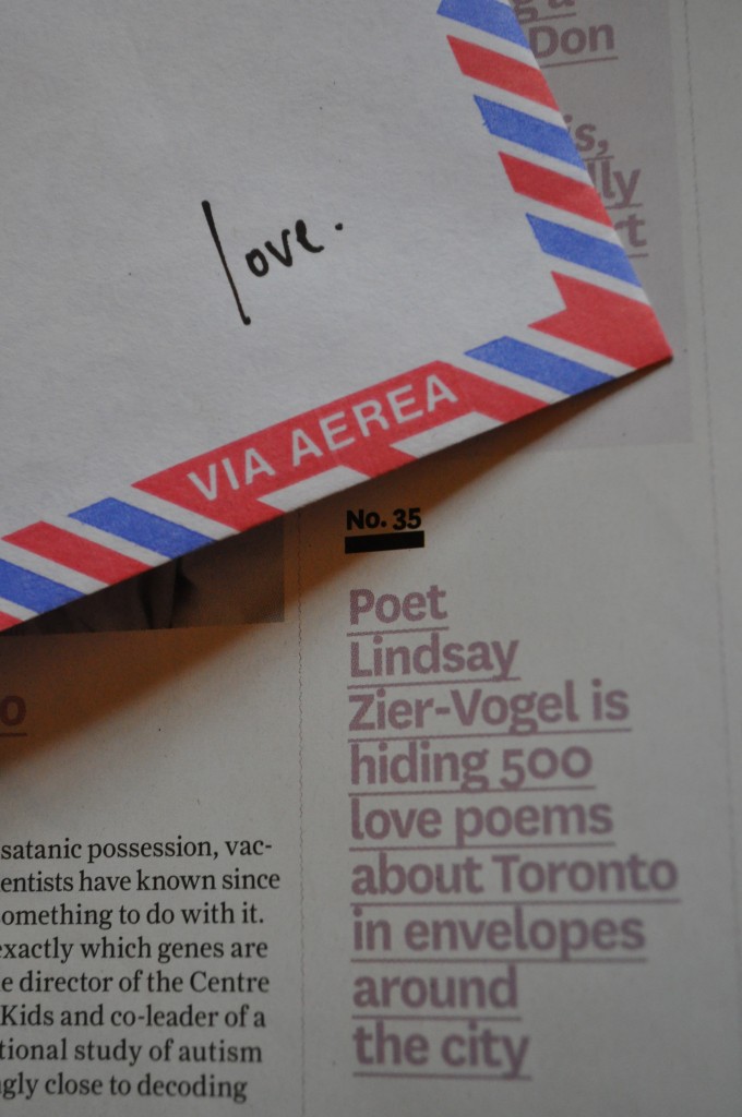 the love lettering project, toronto life magazine, lindsay zier-vogel