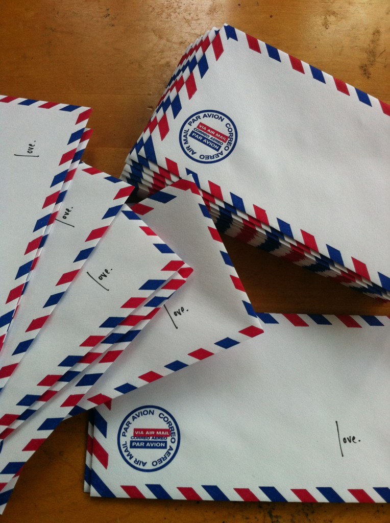 love lettering project, lindsay zier-vogel, love, airmail envelopes