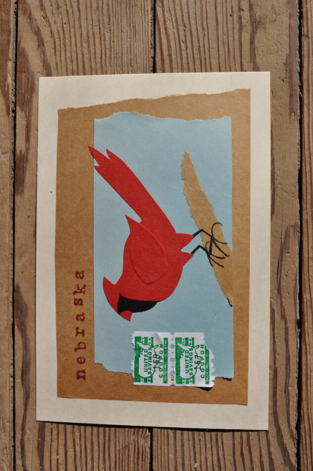 cardinal, nebraska paper art